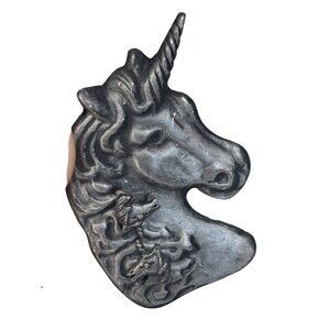Vintage Pewter Unicorn Brooch With Intricate Detailing & earrings set